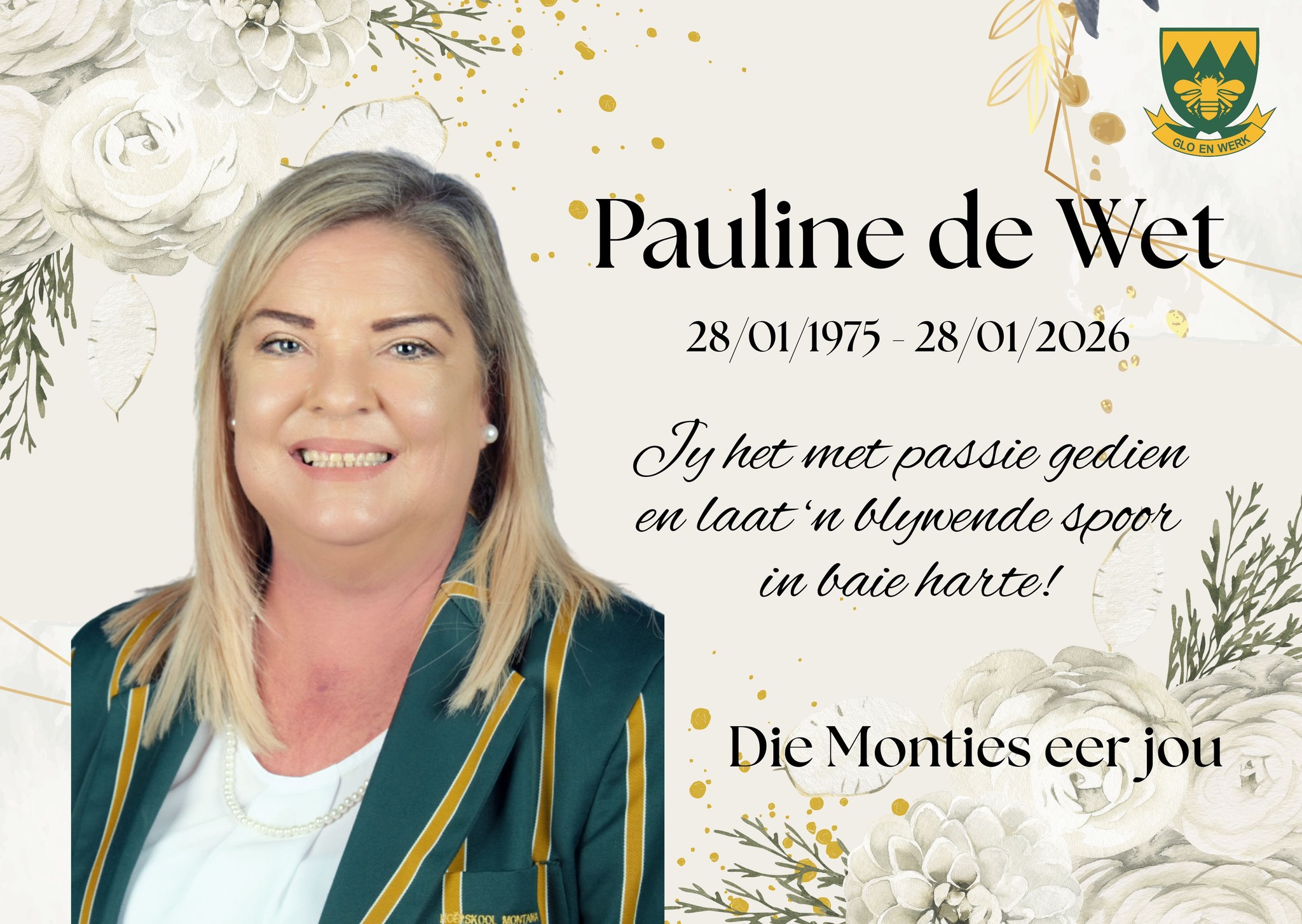 Pauline de Wet Gauteng Johannesburg Obituary, Death